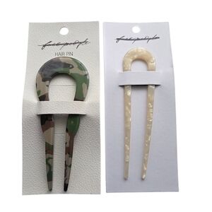Free People Hair Pin Set Rae Camo Chimmi Chantilly Ivory Pearl U-Shape Pins NWT